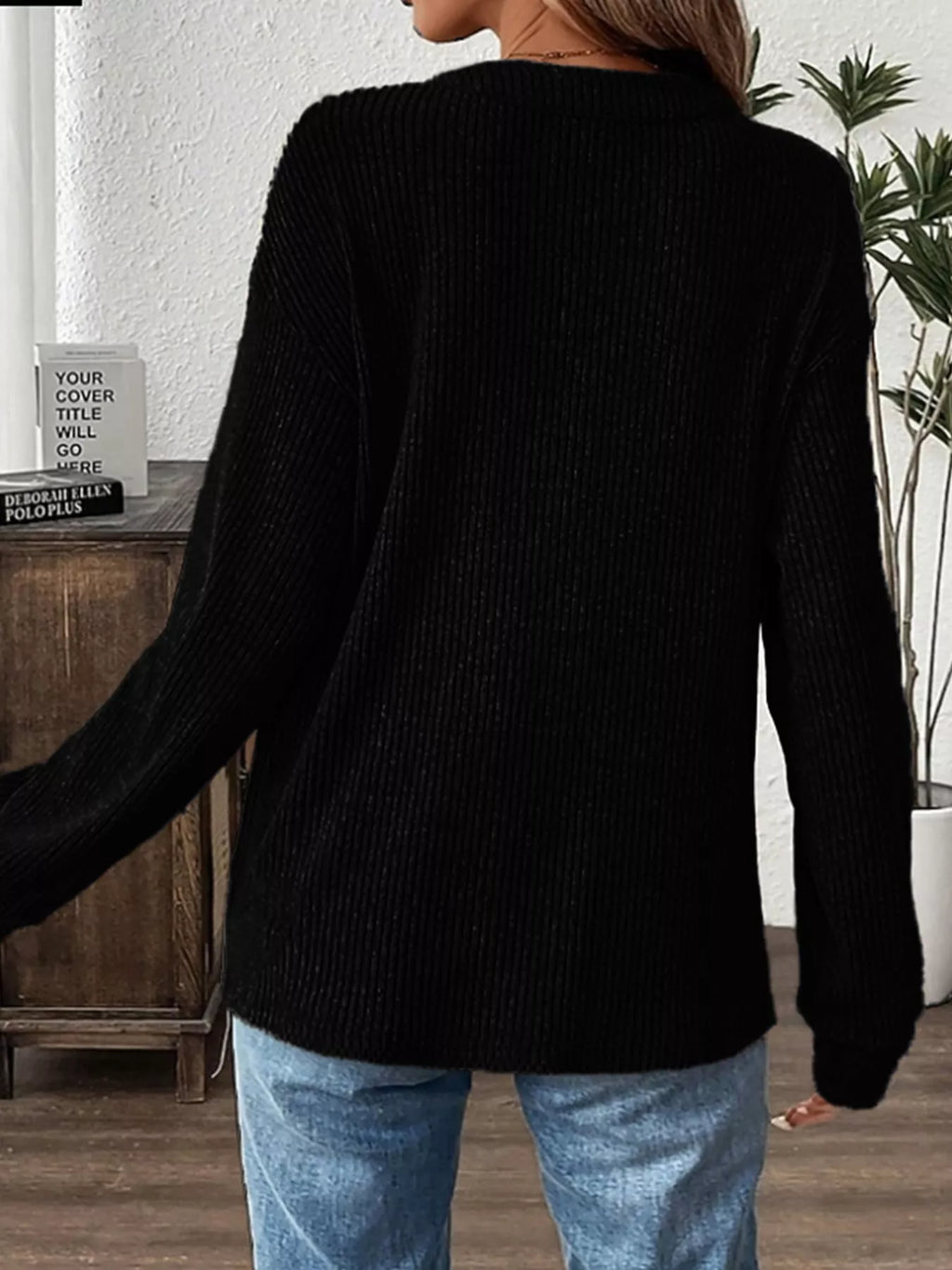 Ribbed Button Detail Long Sleeve T-Shirt | STAHlin RADIANCE