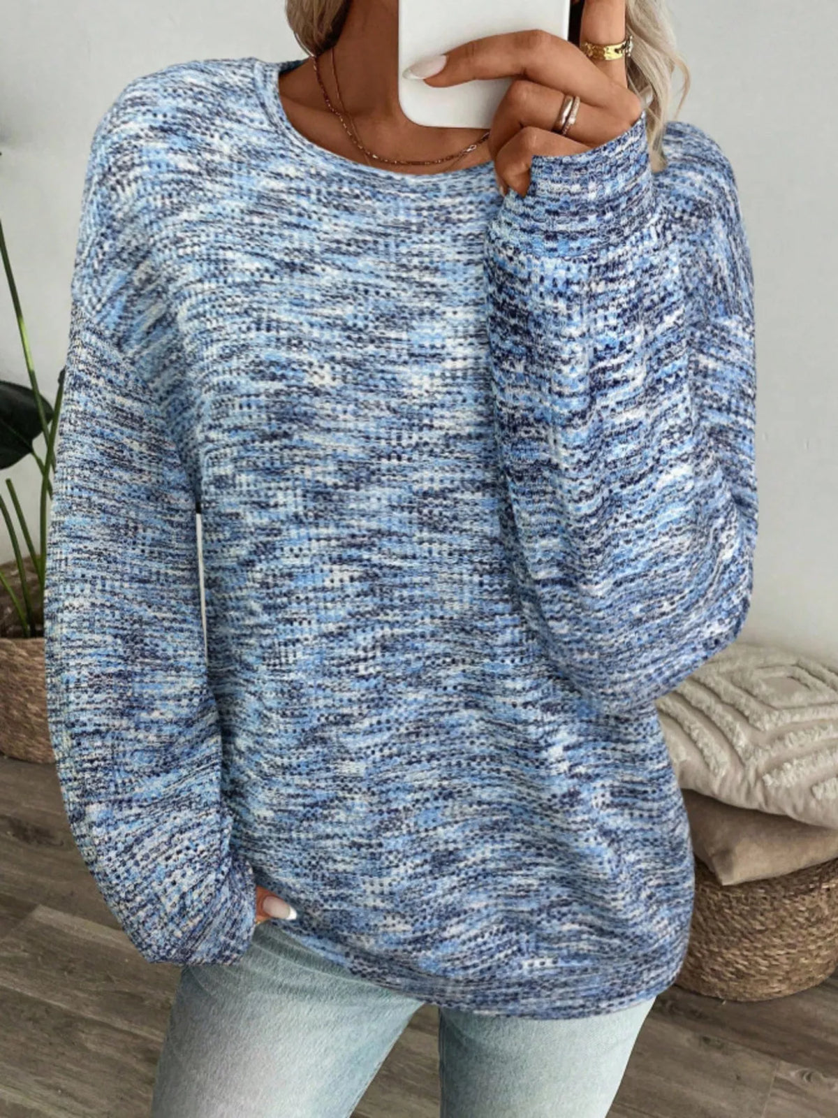 Space-Dyed Long Sleeve Waffle-Knit Top | STAHlin RADIANCE