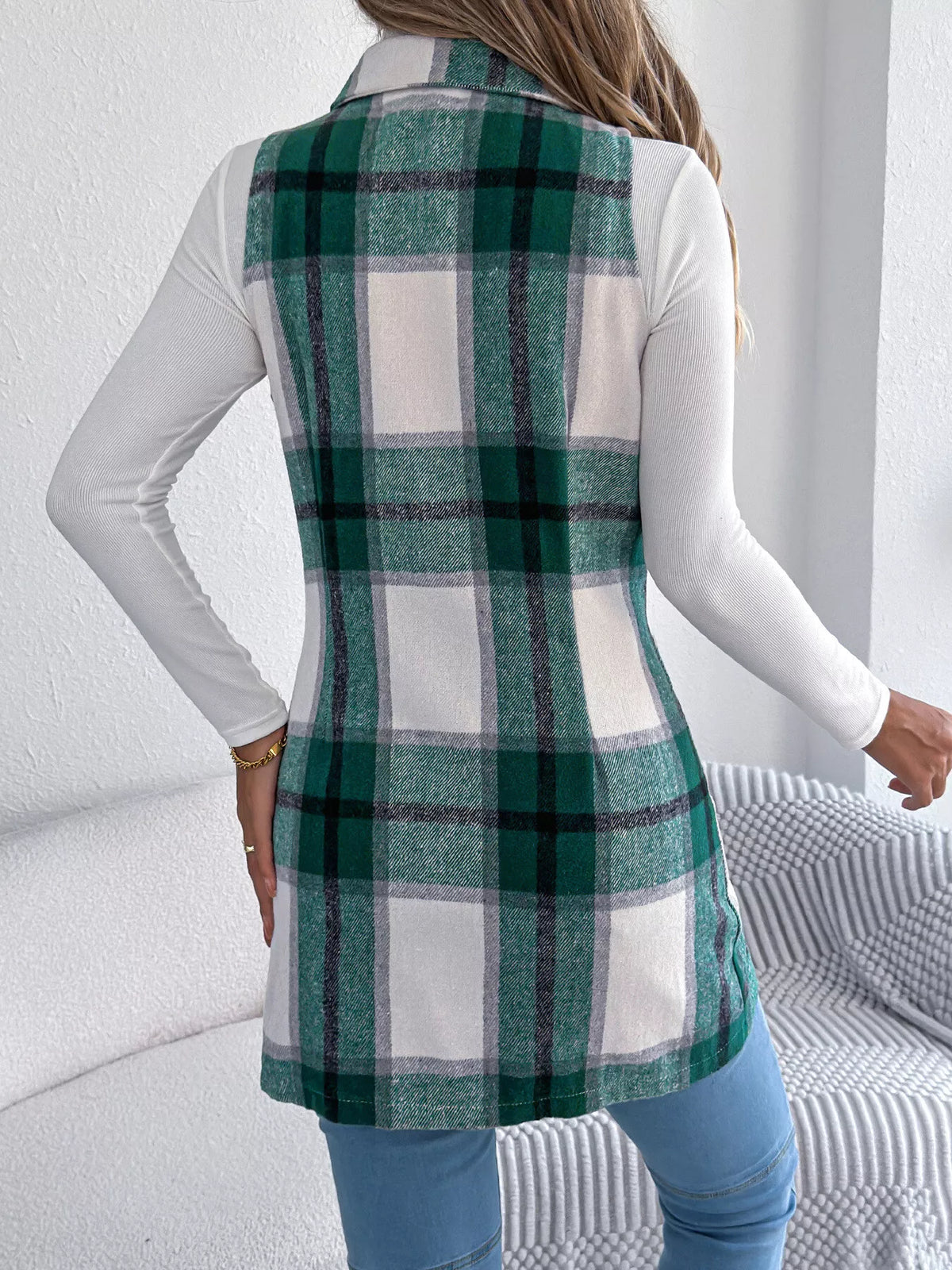 Plaid Double-Breasted Vest Coat | STAHlin RADIANCE