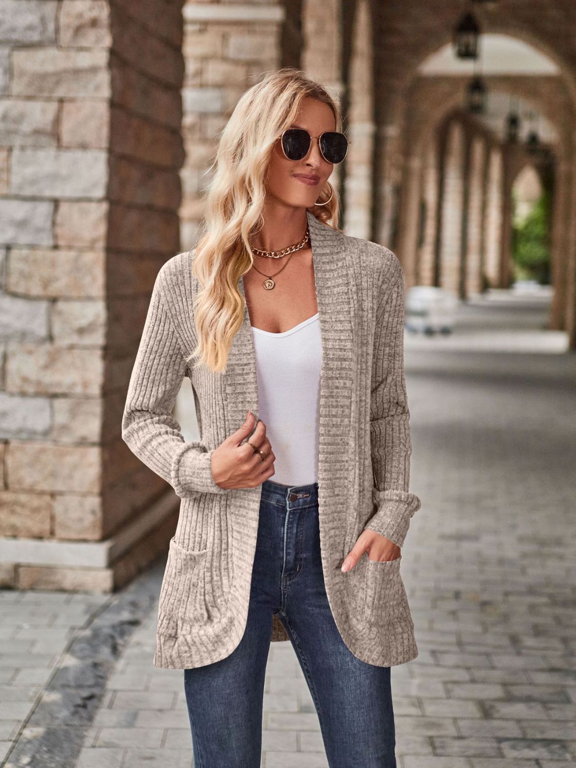 Open Front Cardigan with Pockets | STAHlin RADIANCE