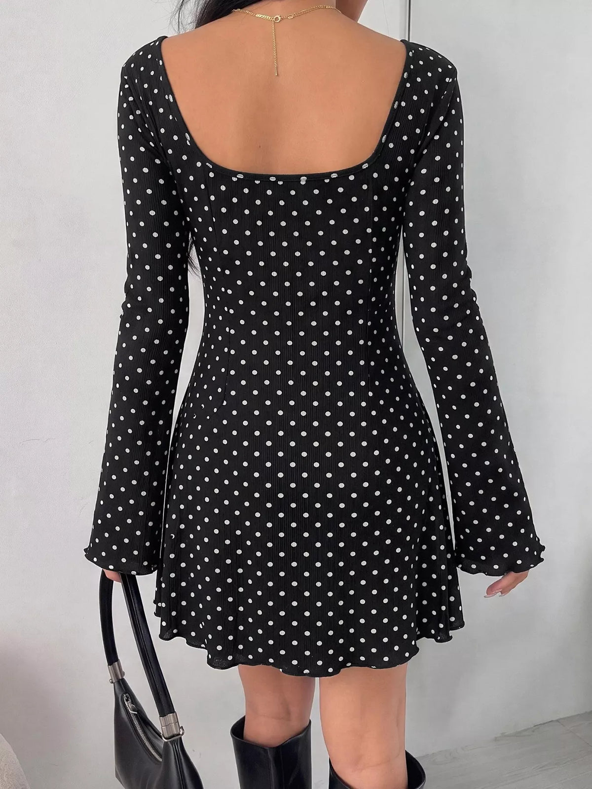 Polka Dot Lace Trimmed V-Neck Mini Dress | STAHlin RADIANCE