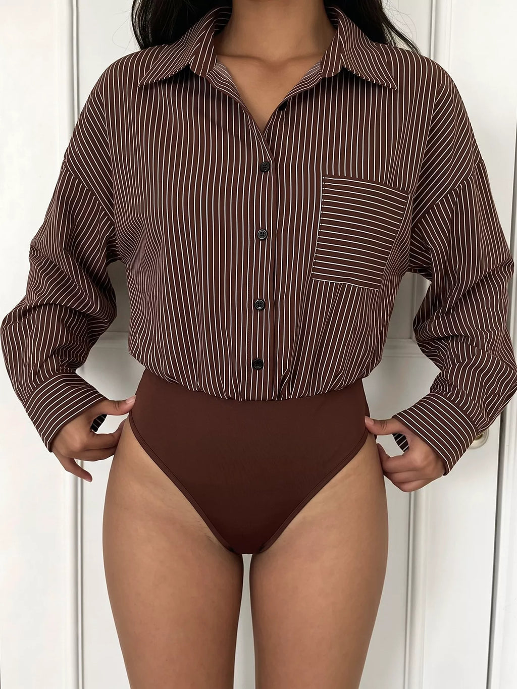 Striped Button-Up Bodysuit | STAHlin RADIANCE