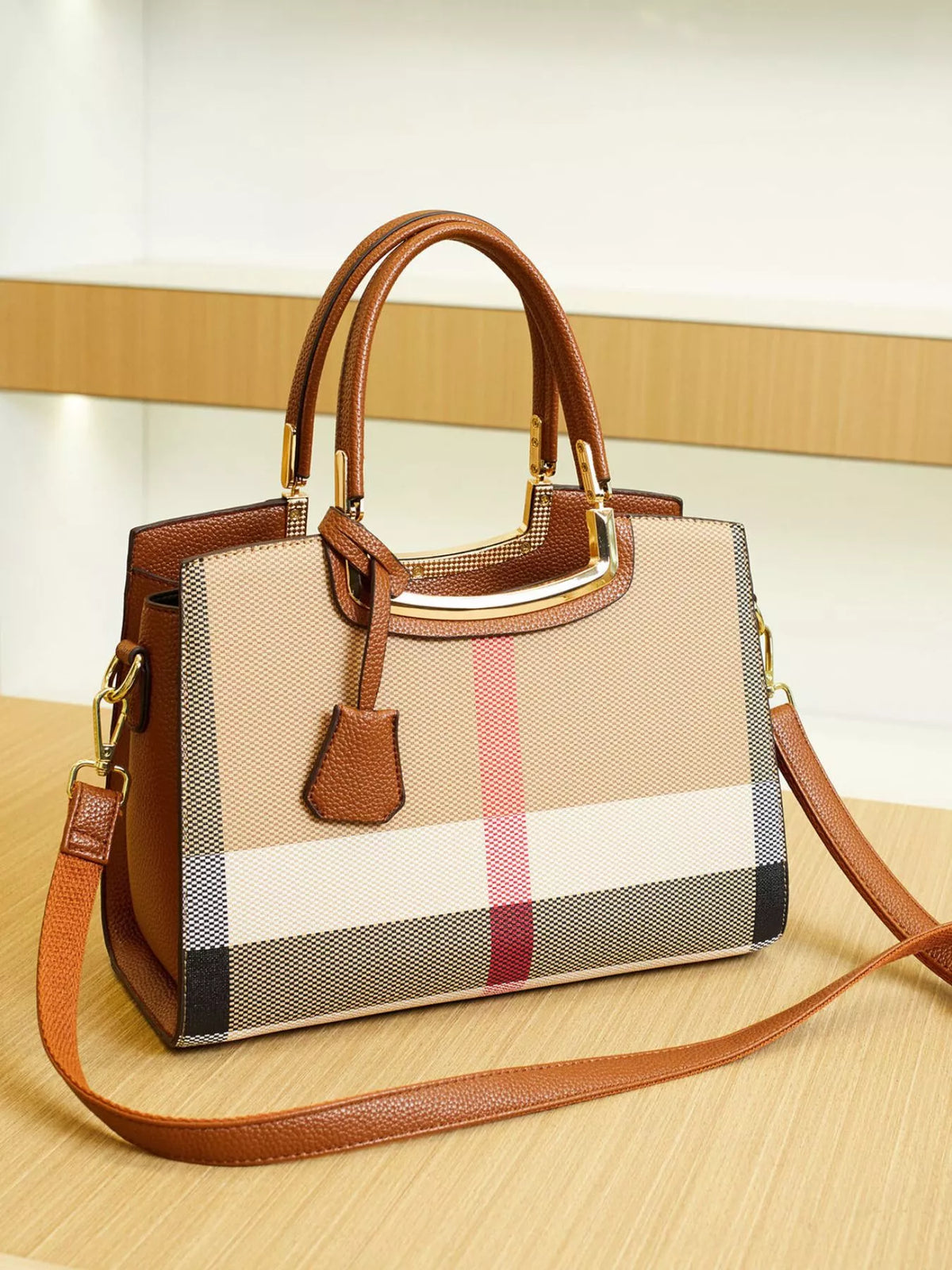 Plaid Top Handle Handbag | STAHlin RADIANCE