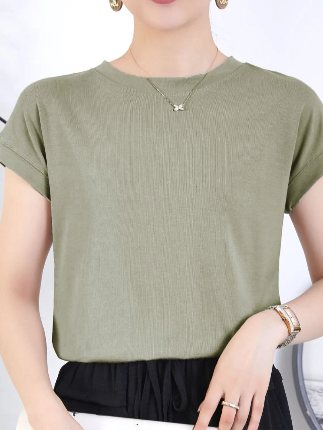 Plus Size Round Neck Short Sleeve T-Shirt | STAHlin RADIANCE