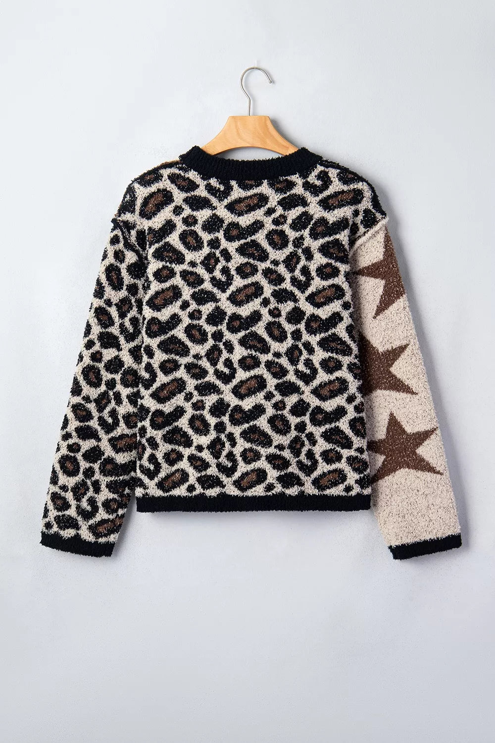 Leopard Star Pattern Round Neck Long Sleeve Shift Sweater | STAHlin RADIANCE