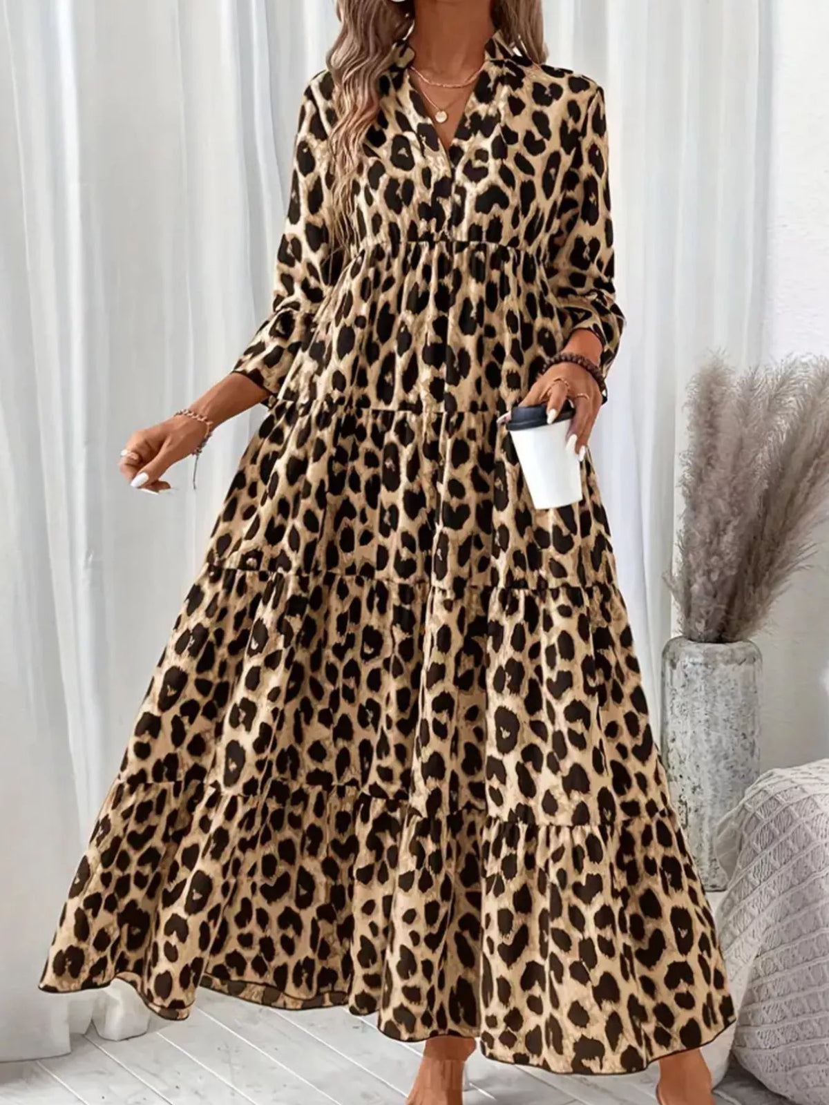 Leopard 3/4 Sleeve Midi Dress | STAHlin RADIANCE