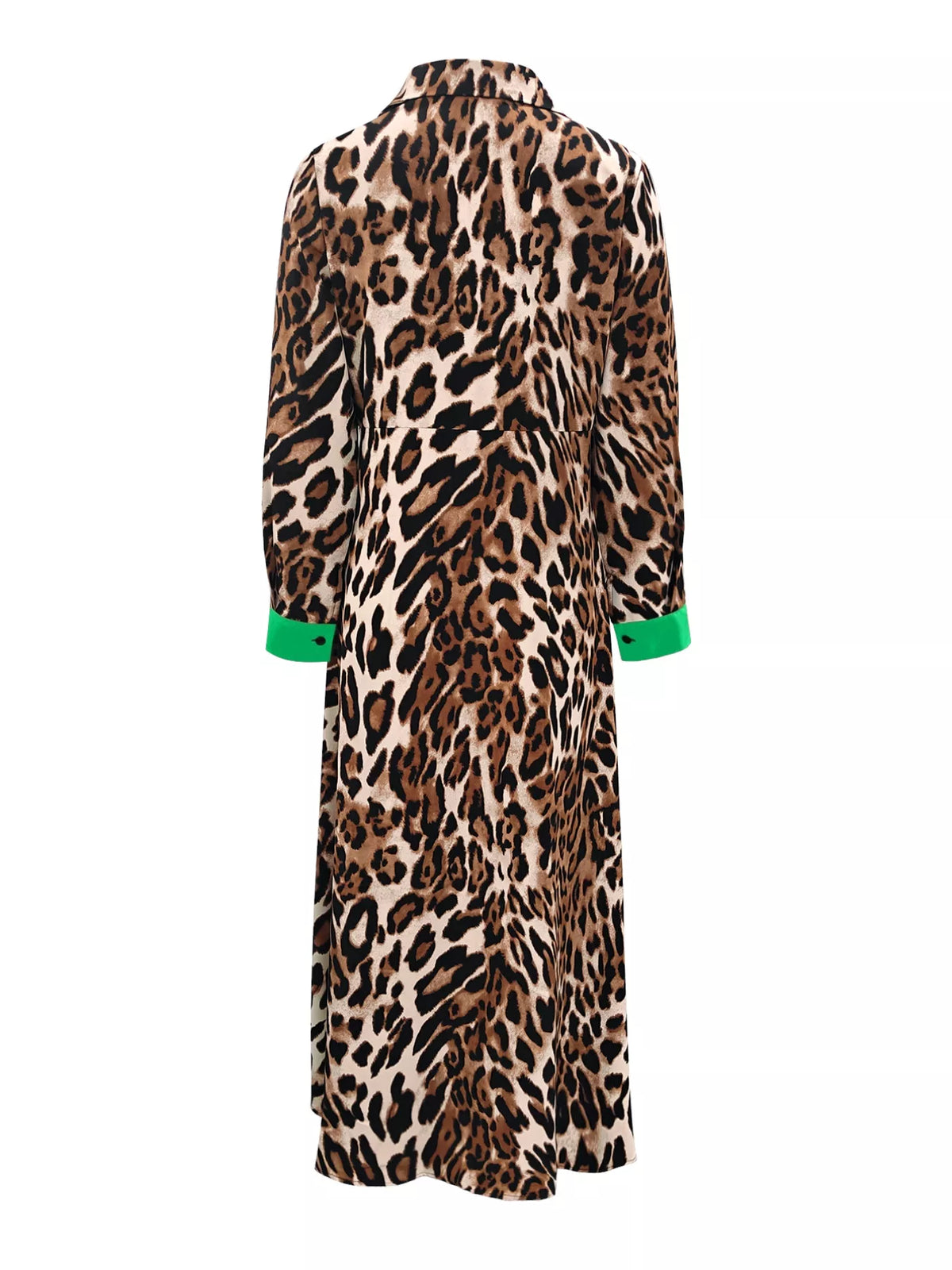 Leopard Print Long Sleeve Shirt Dress with Contrast Trim | STAHlin RADIANCE