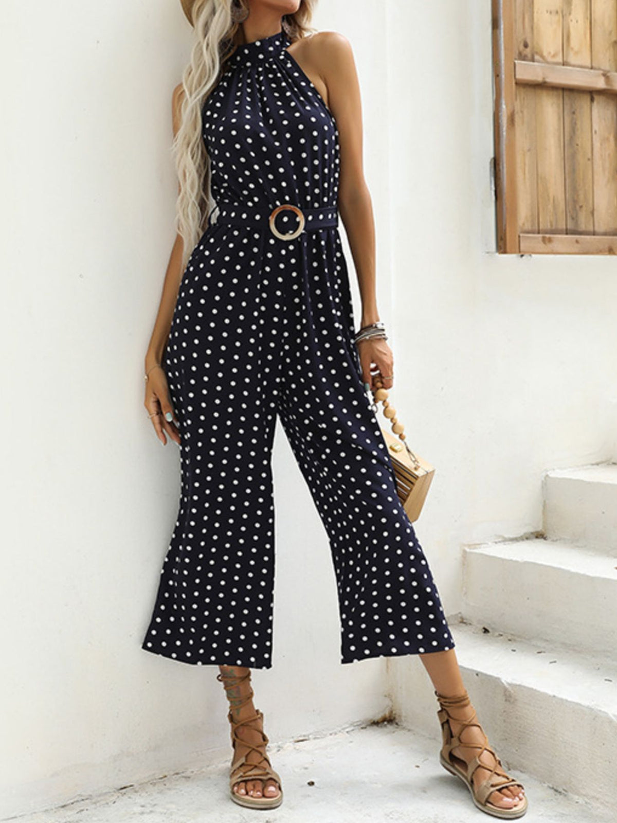 Polka Dot Halter Neck Wide Leg Jumpsuit | STAHlin RADIANCE