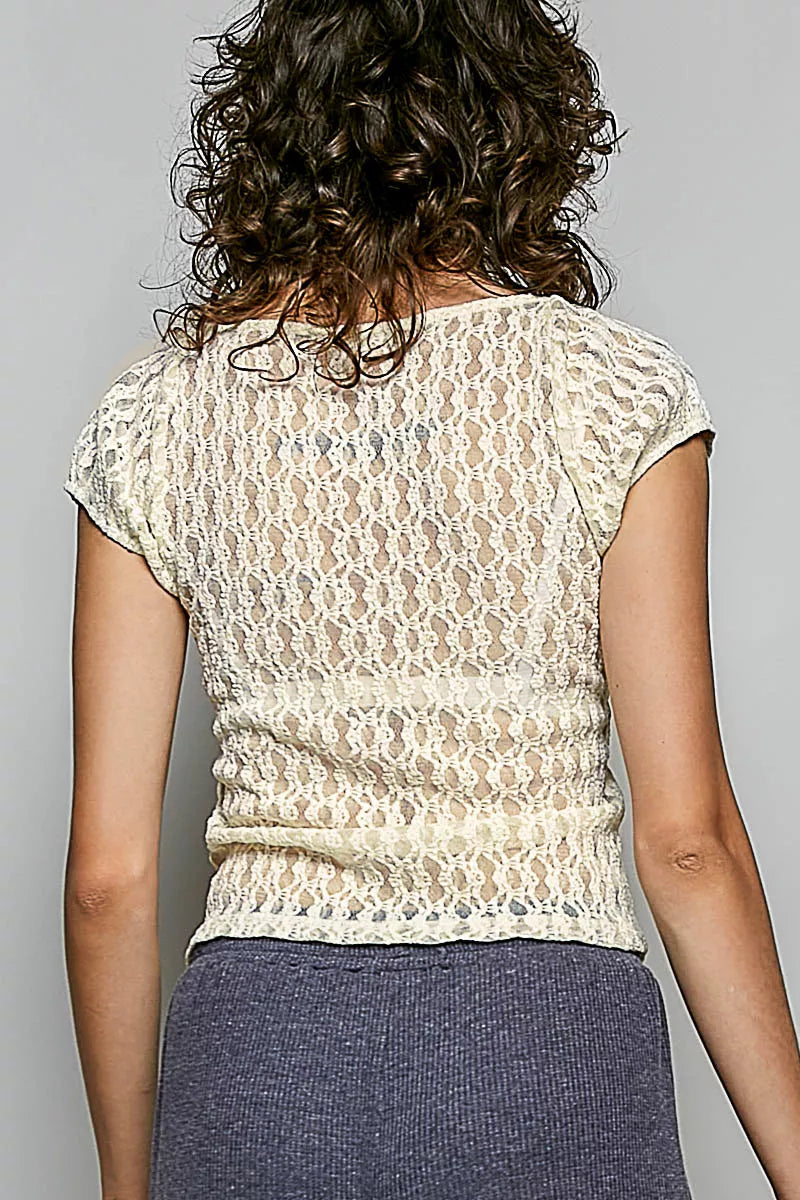 POL Sweetheart Neck Lace Short Sleeve Top | STAHlin RADIANCE