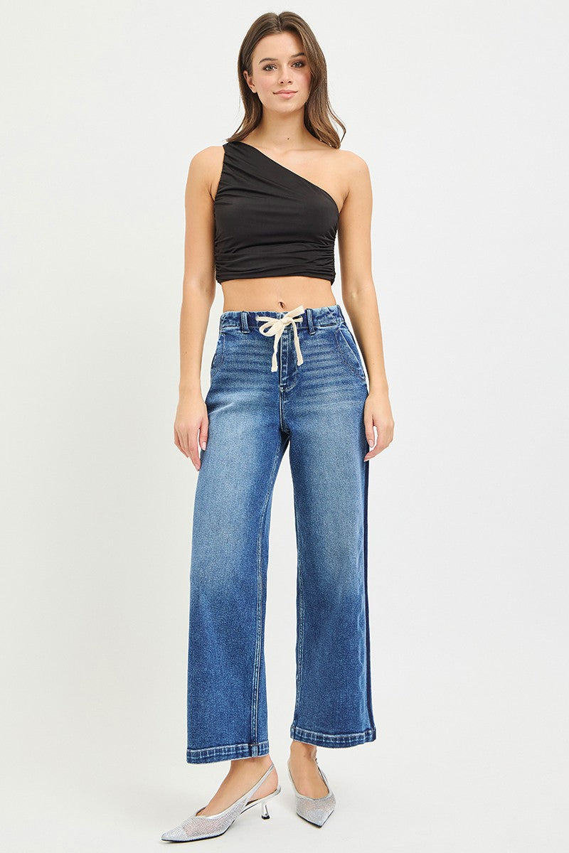 RISEN Elastic Band High Rise Cropped Wide Jeans | STAHlin RADIANCE