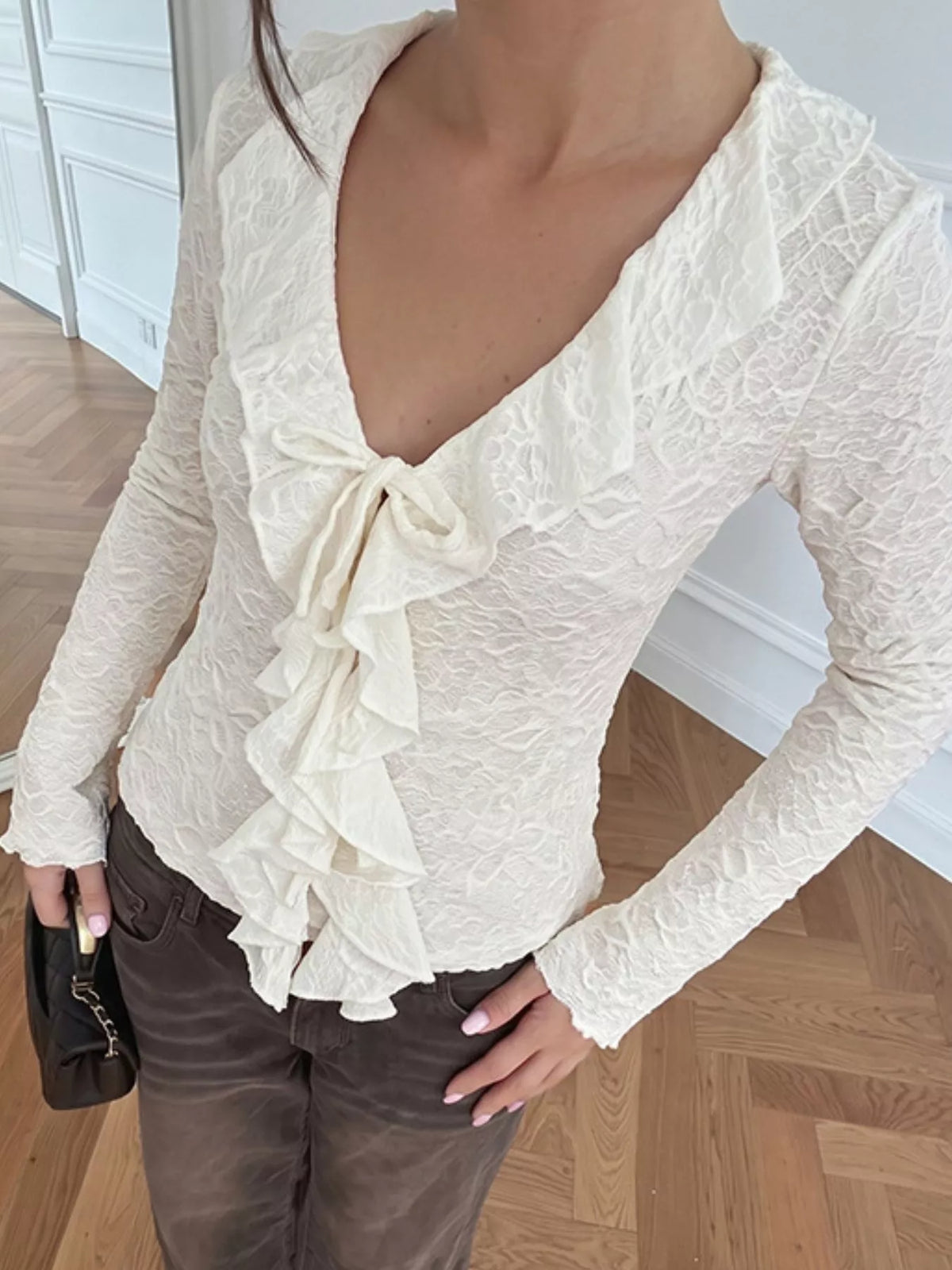 Ruffled Long-Sleeve T-Shirt | STAHlin RADIANCE