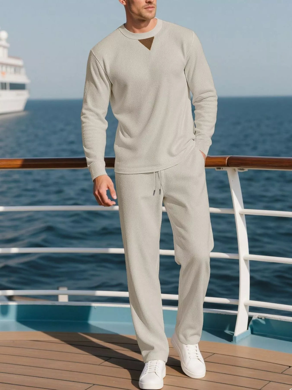 Men's Full Size Casual Crewneck Long Sleeve Sweatshirt and Jogger Set Plus Size | STAHlin RADIANCE
