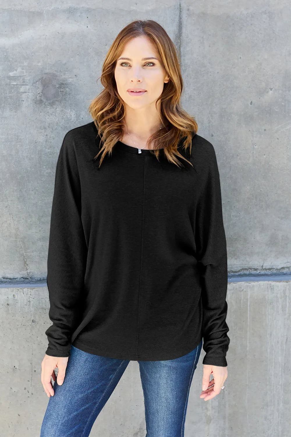 Double Take Full Size Round Neck Long Sleeve T-Shirt | STAHlin RADIANCE