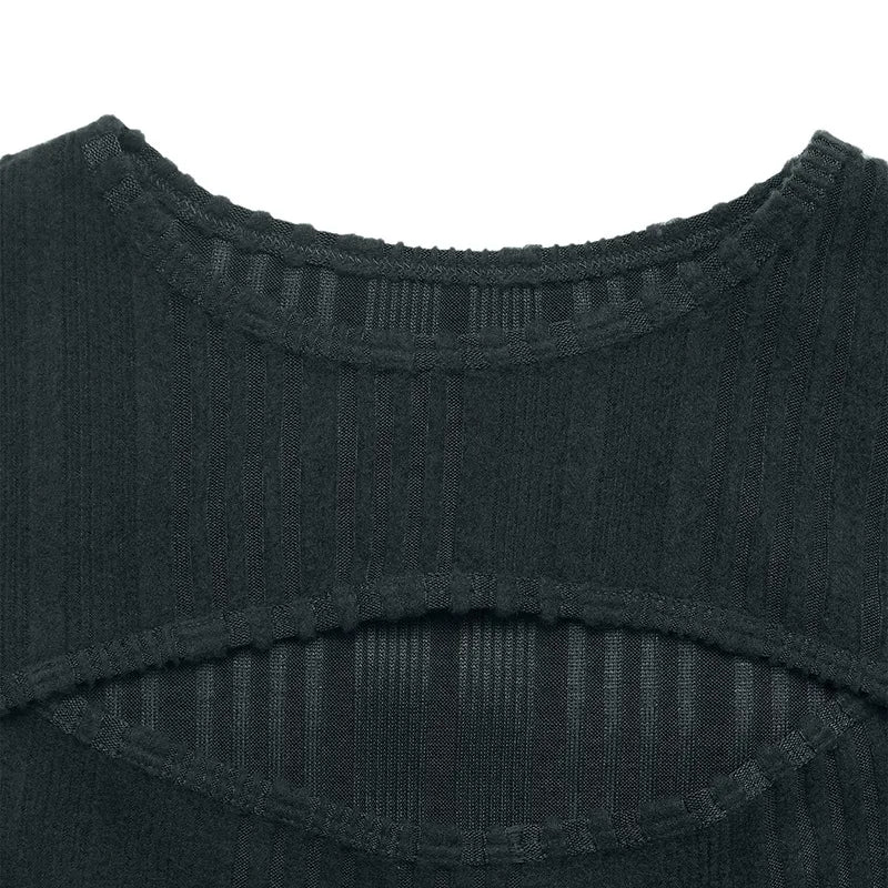 Ribbed Knit Cutout Long Sleeve Midi Dress | STAHlin RADIANCE