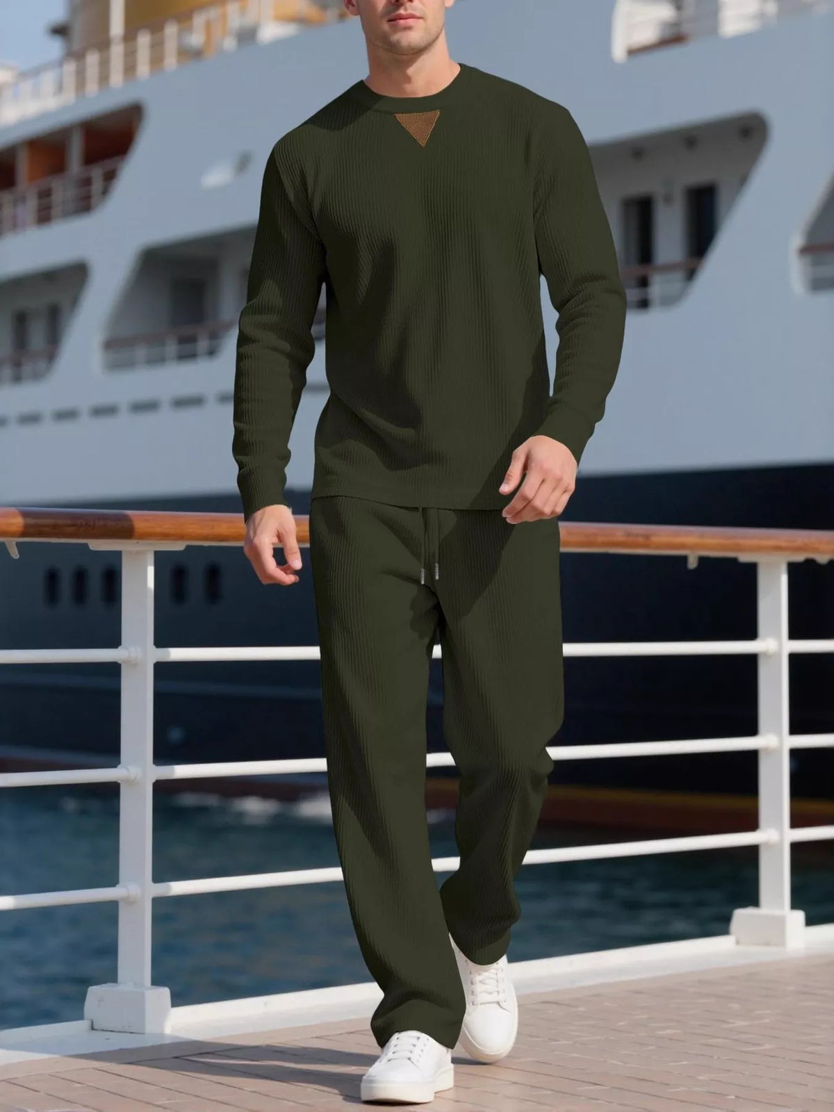 Men's Full Size Casual Crewneck Long Sleeve Sweatshirt and Jogger Set Plus Size | STAHlin RADIANCE