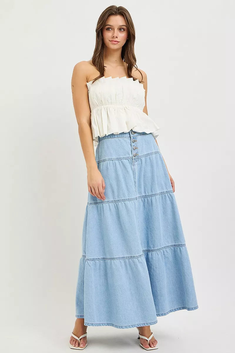 RISEN High Rise Ruffle Long Skirts | STAHlin RADIANCE