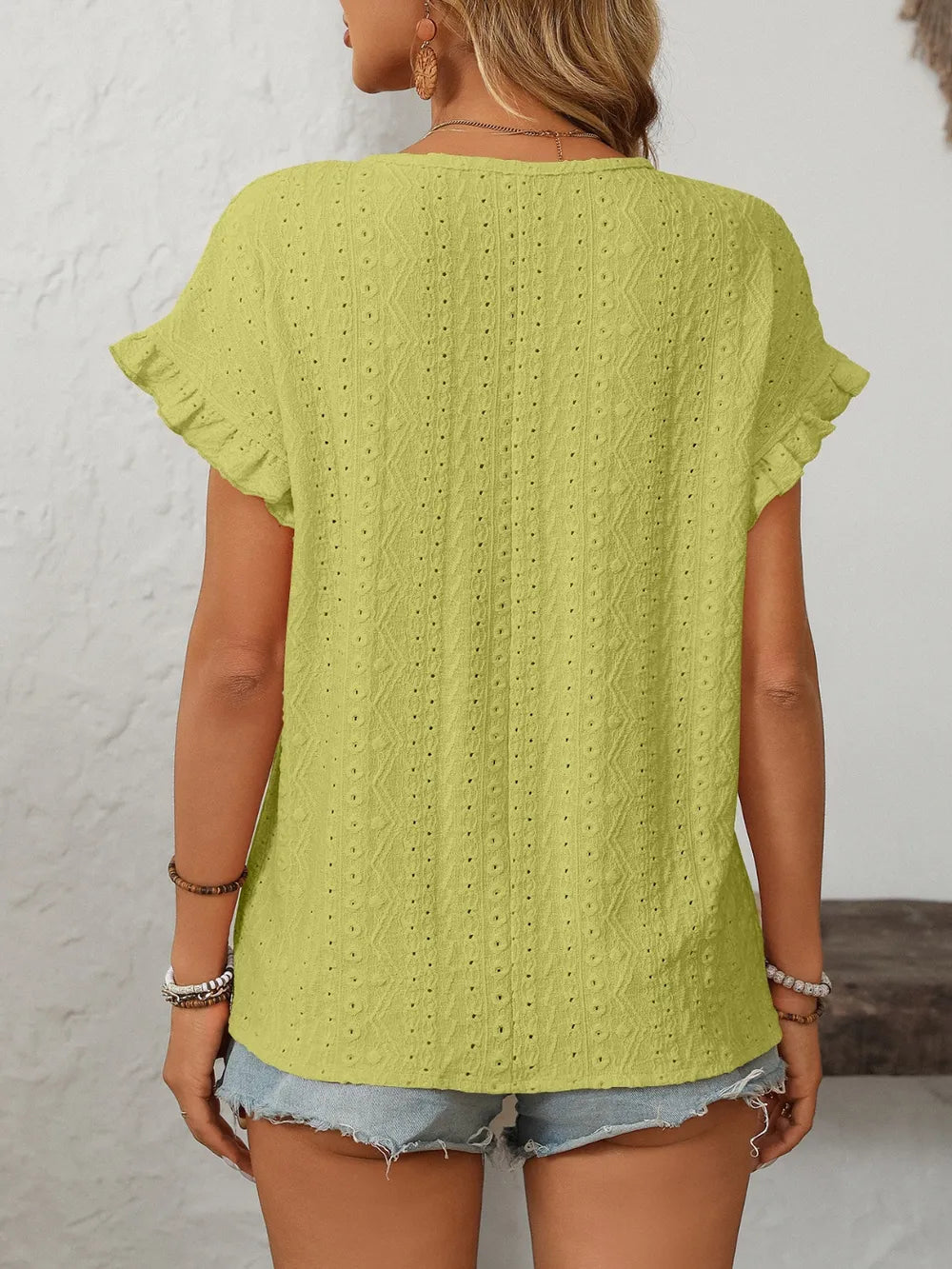 Mandy Eyelet Round Neck Short Sleeve Top | STAHlin RADIANCE