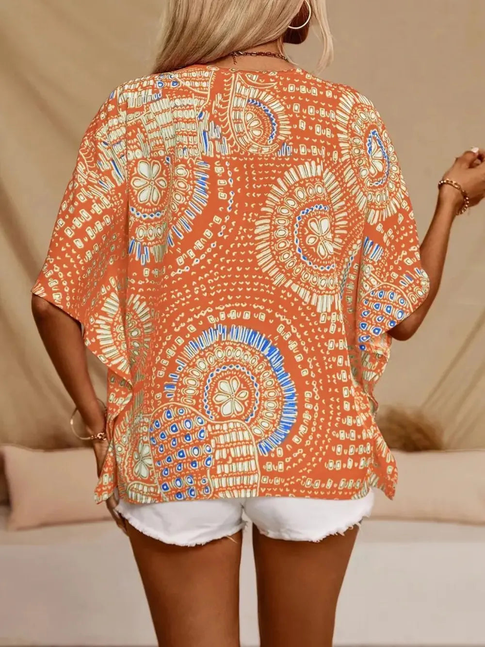 Printed V-Neck Half Sleeve Top | STAHlin RADIANCE