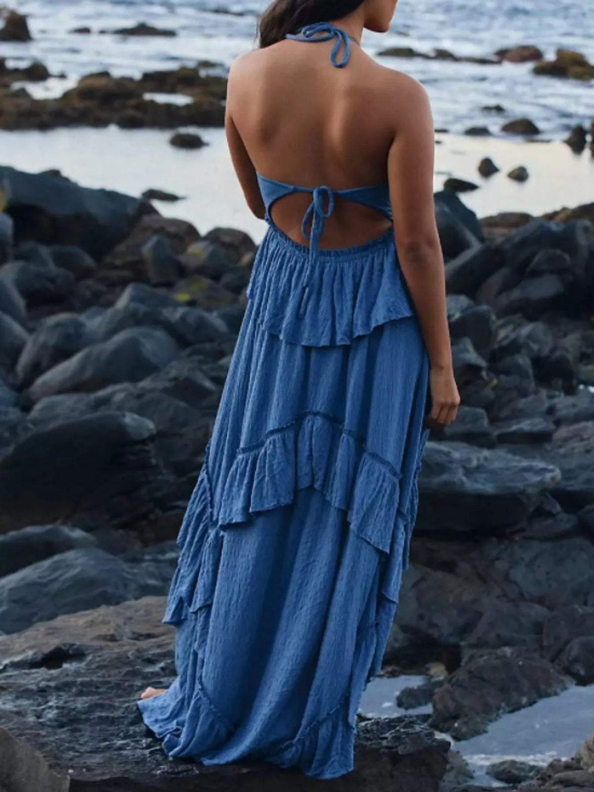 Ruffled Halter Neck Maxi Dress | STAHlin RADIANCE