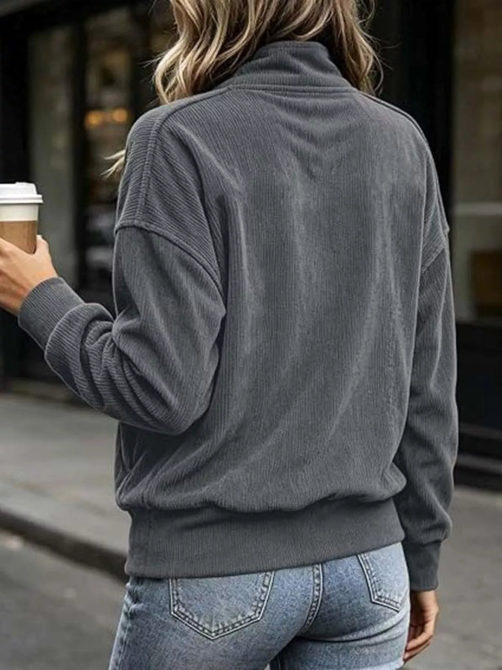 Full Size Quarter Snap Kangaroo Pocket Sweatshirt Plus Size | STAHlin RADIANCE