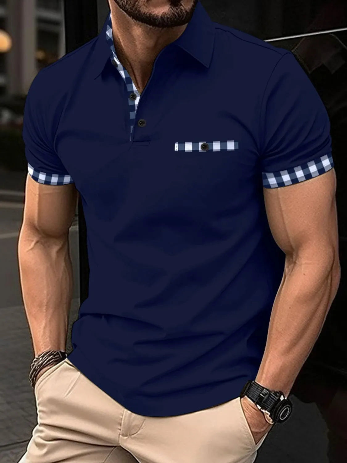 Men's Full Size Collared Neck Short Sleeve Polo Plus Size | STAHlin RADIANCE