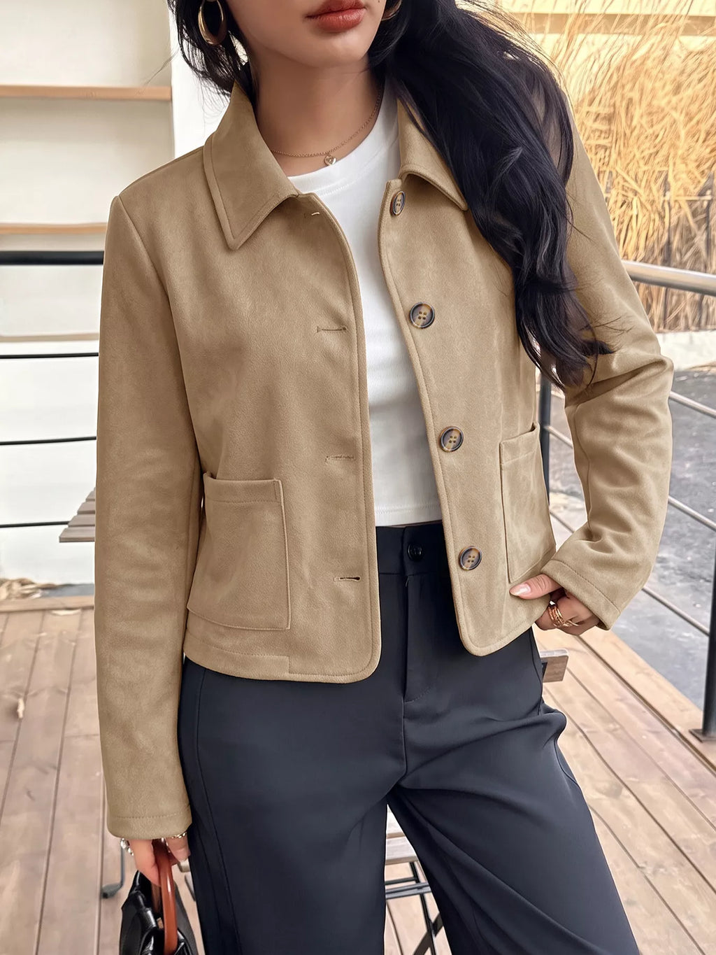 Collared Neck Button Up Jacket | STAHlin RADIANCE
