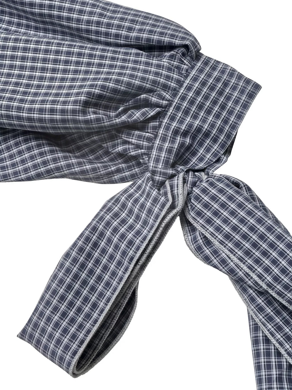 Gingham Button Up Shirt with Tie-Sleeve Detail | STAHlin RADIANCE