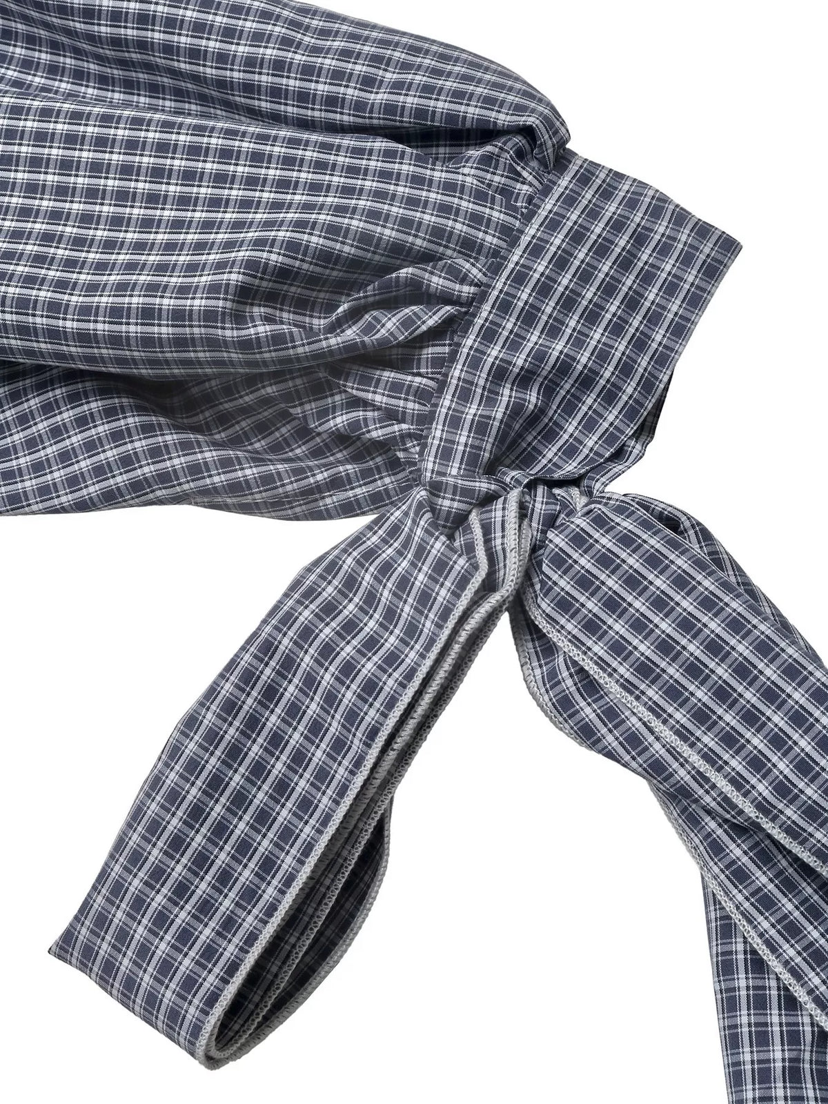 Gingham Button Up Shirt with Tie-Sleeve Detail | STAHlin RADIANCE