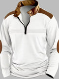 Men's Full Size Contrast Half Zip Long Sleeve Polo Plus Size | STAHlin RADIANCE
