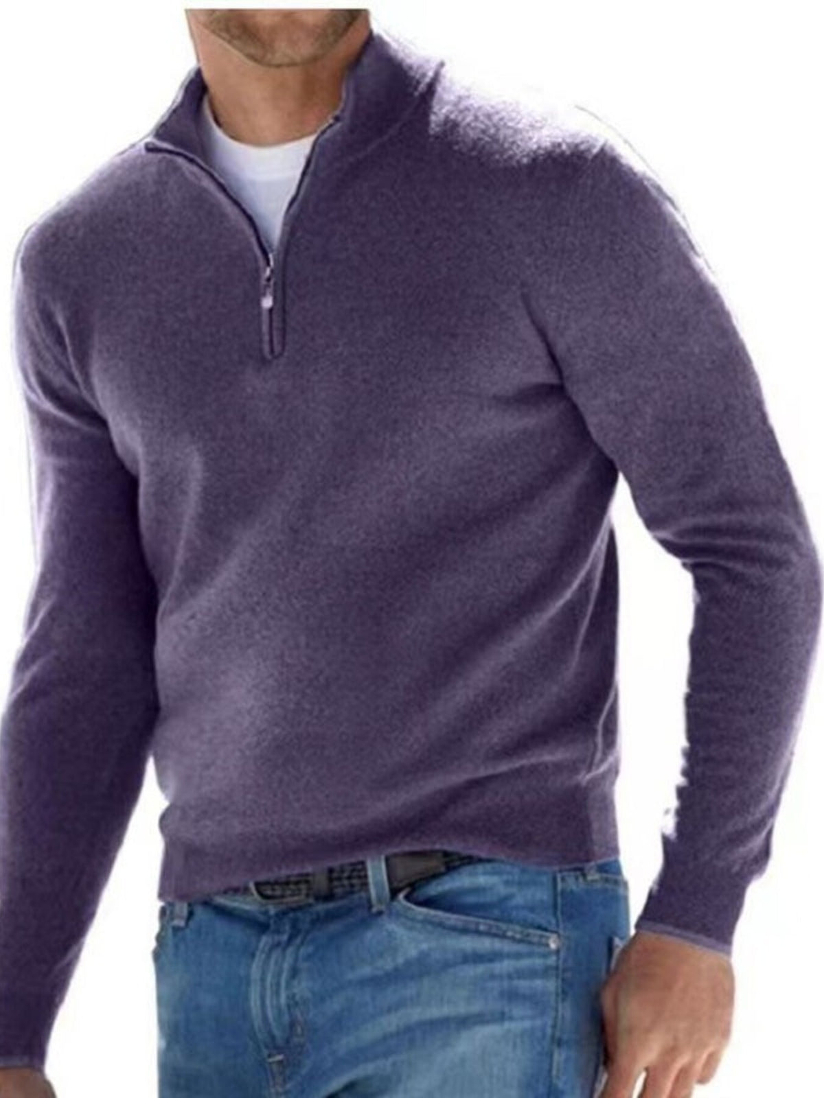 Men's Full Size Quarter-Zip Long Sleeve Sweater Plus Size | STAHlin RADIANCE