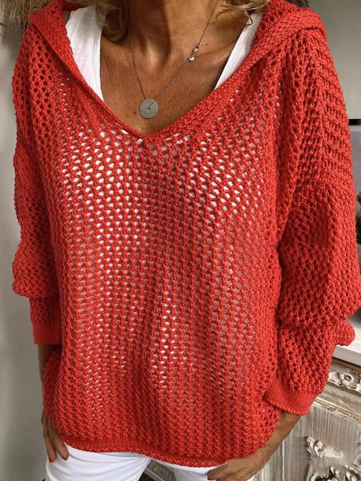 Openwork Long Sleeve Hooded Knit Cover Up | STAHlin RADIANCE
