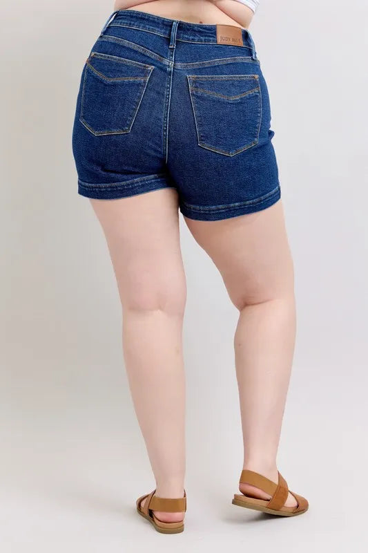 Judy Blue Full Size High Waist Tummy Control Denim Shorts Plus Size | STAHlin RADIANCE