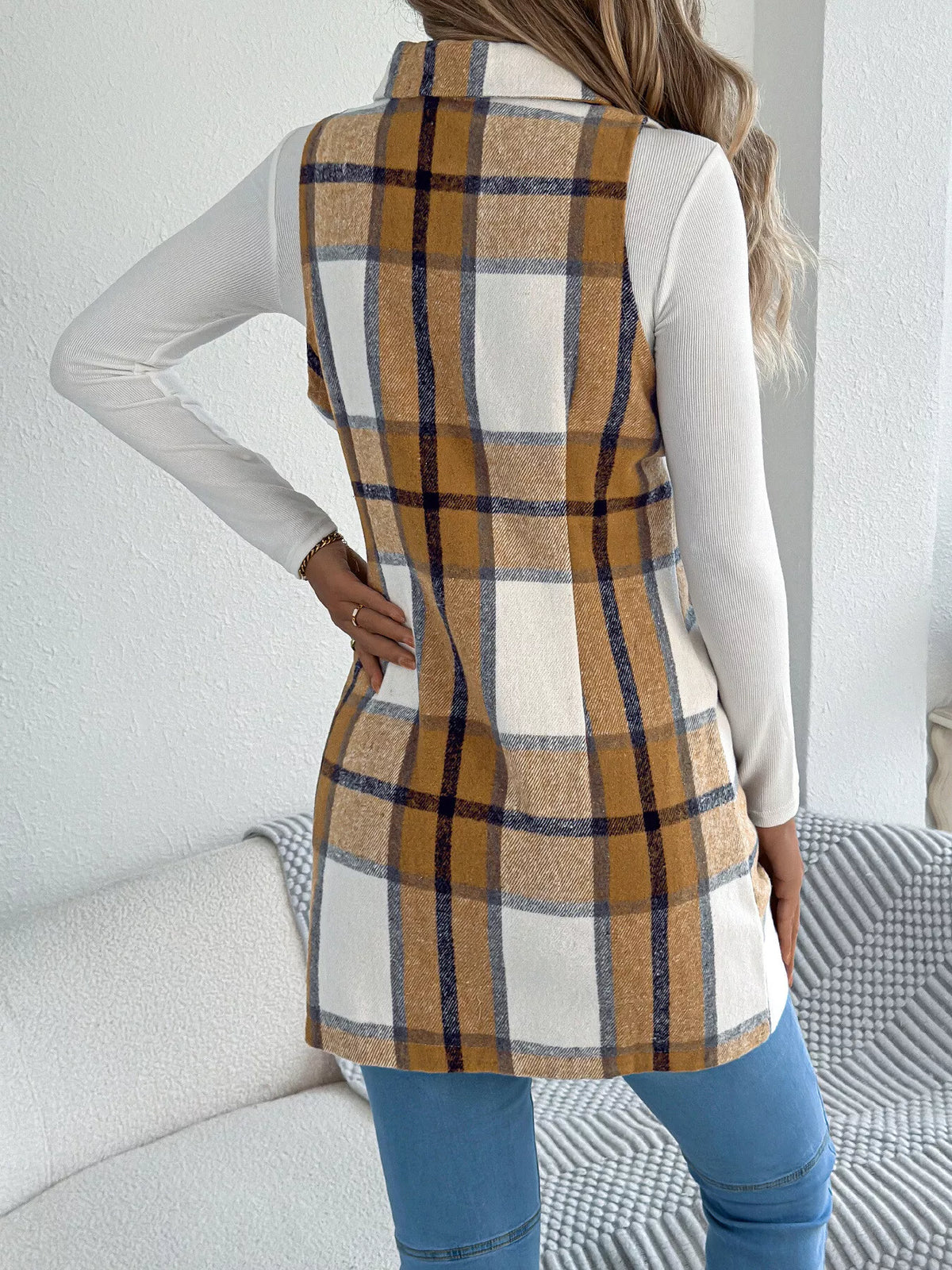 Plaid Double-Breasted Vest Coat | STAHlin RADIANCE