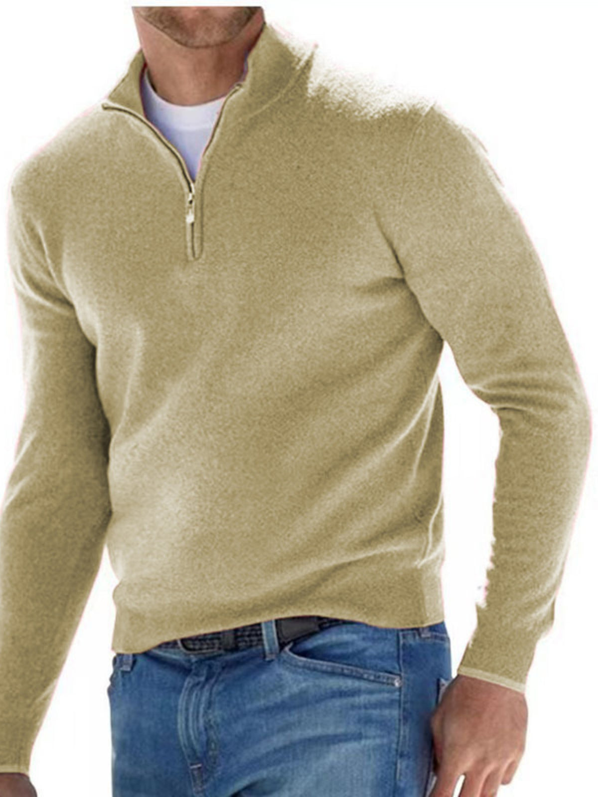 Men's Full Size Quarter-Zip Long Sleeve Sweater Plus Size | STAHlin RADIANCE