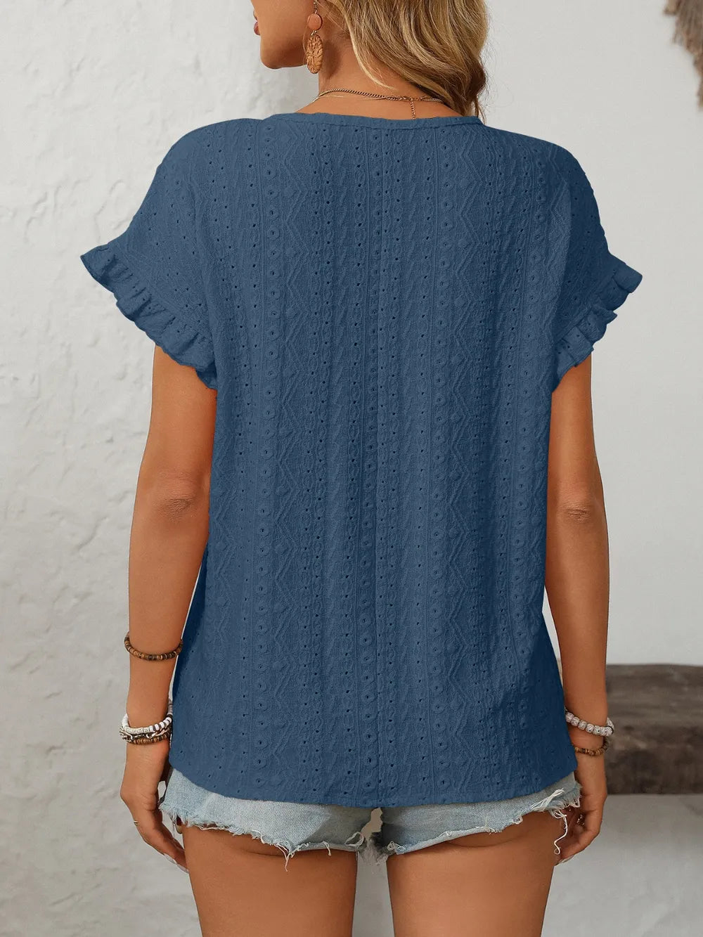 Mandy Eyelet Round Neck Short Sleeve Top | STAHlin RADIANCE