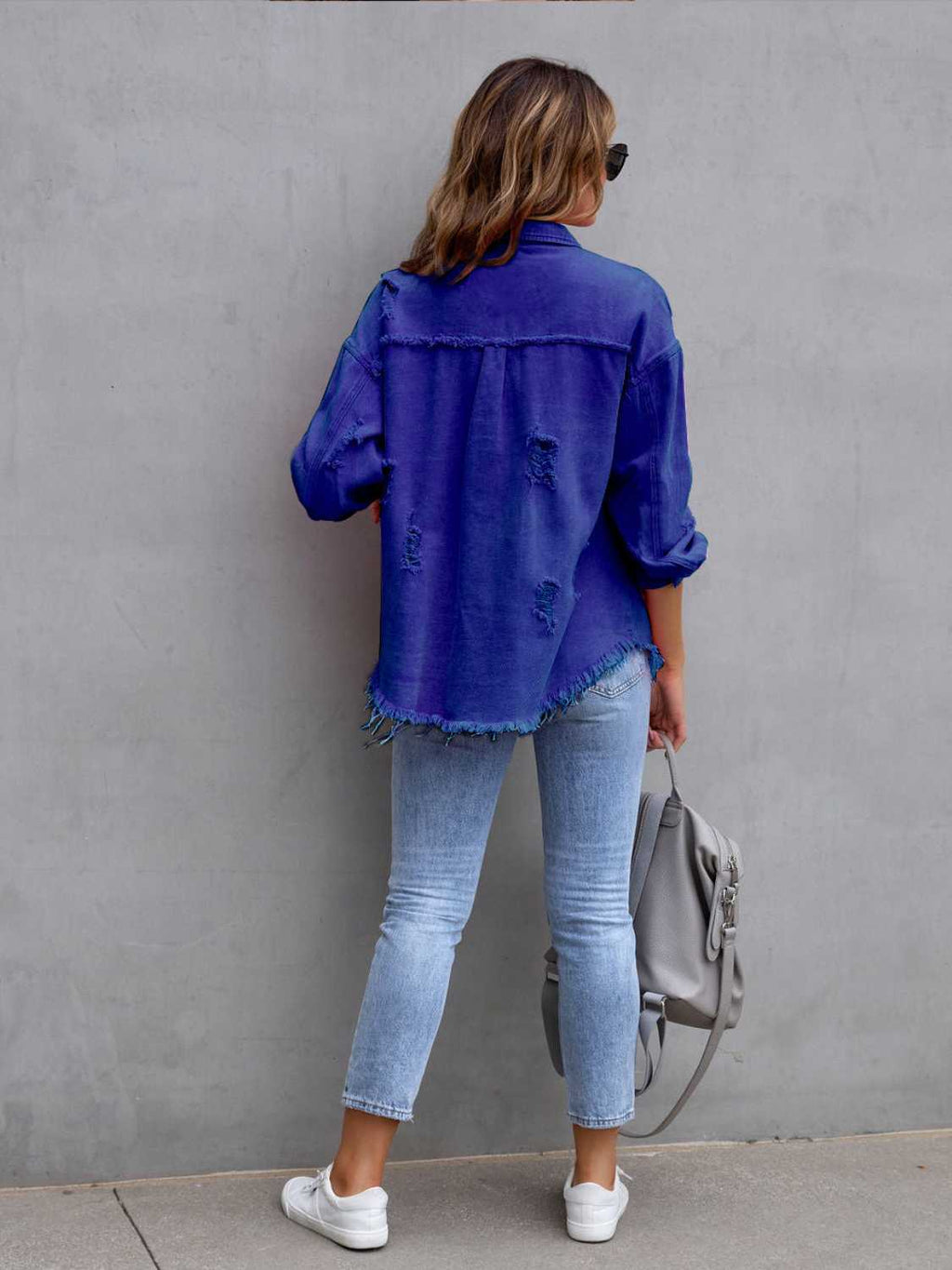 Distressed Drop Shoulder Denim Jacket | STAHlin RADIANCE