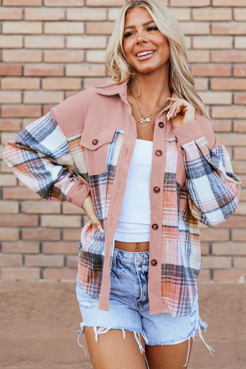 Plaid Button Up Long Sleeve Shacket | STAHlin RADIANCE