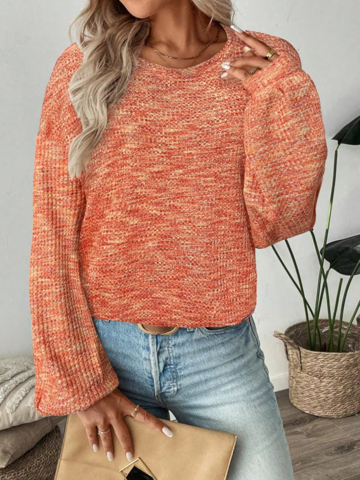 Space-Dyed Long Sleeve Waffle-Knit Top | STAHlin RADIANCE