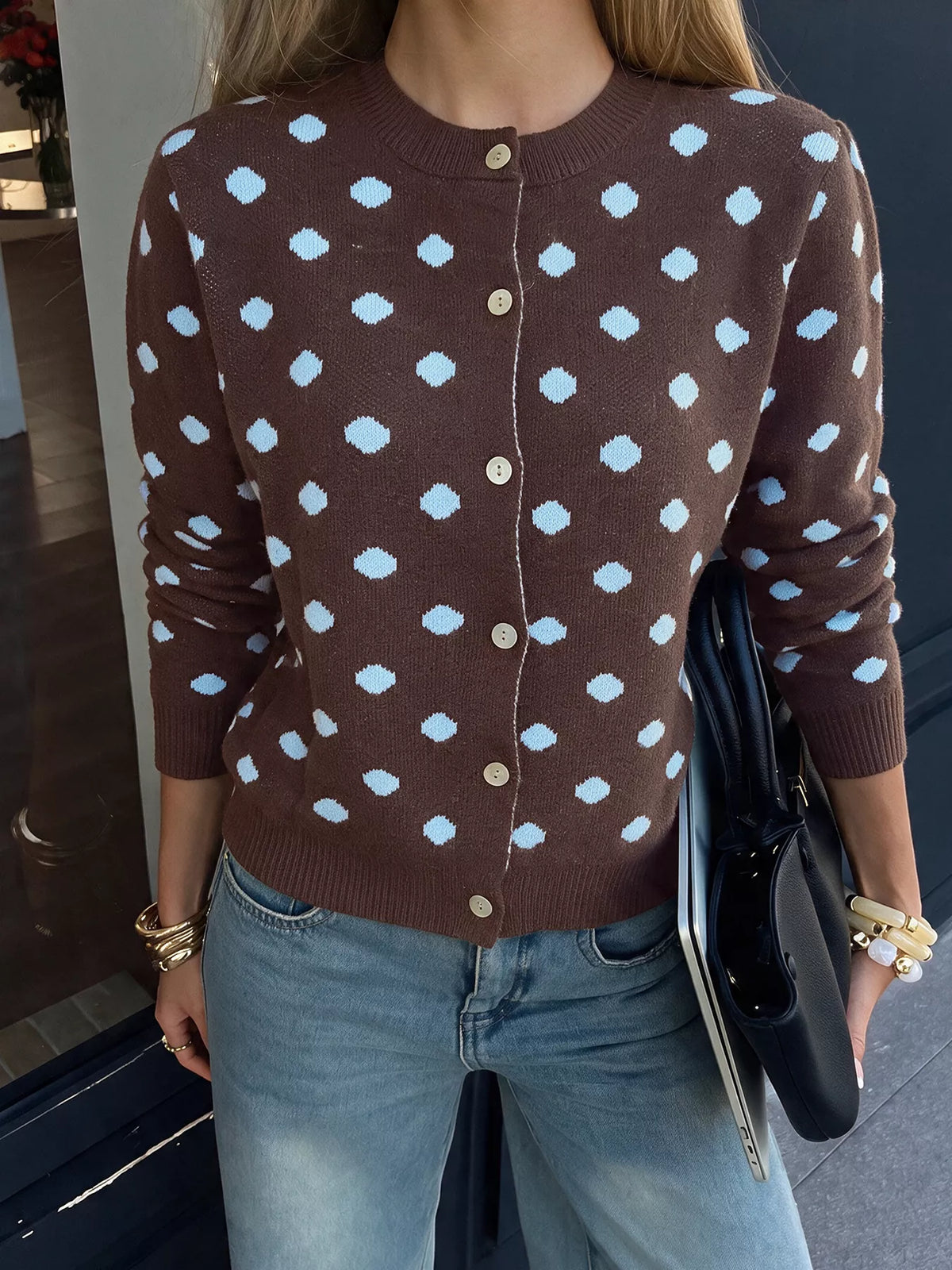 Polka Dot Button Up Cardigan | STAHlin RADIANCE