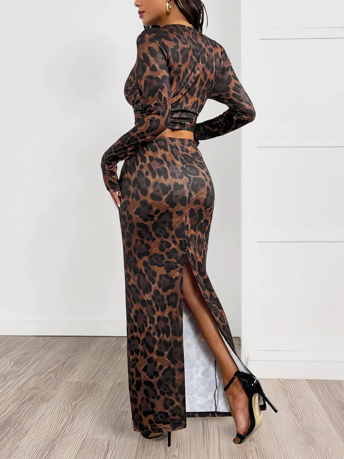Leopard Round Neck Top and Skirt Set | STAHlin RADIANCE