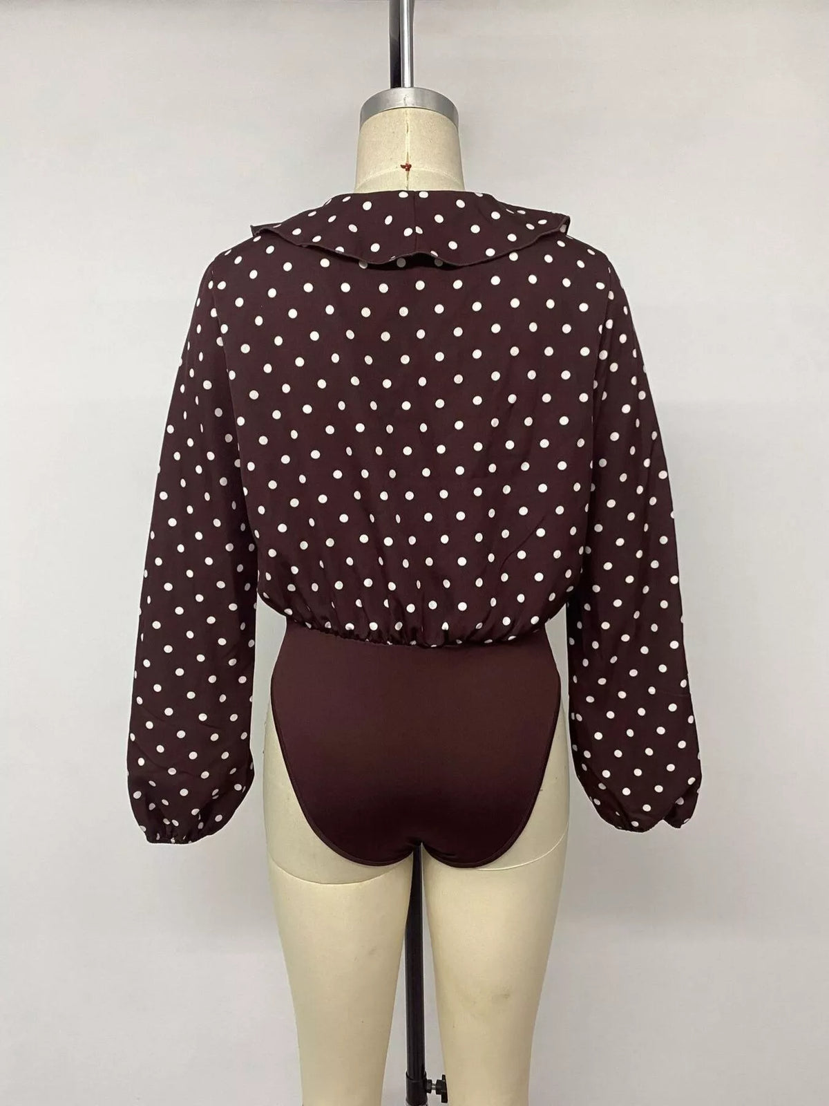 Polka Dot Ruffled V-Neck Bodysuit | STAHlin RADIANCE