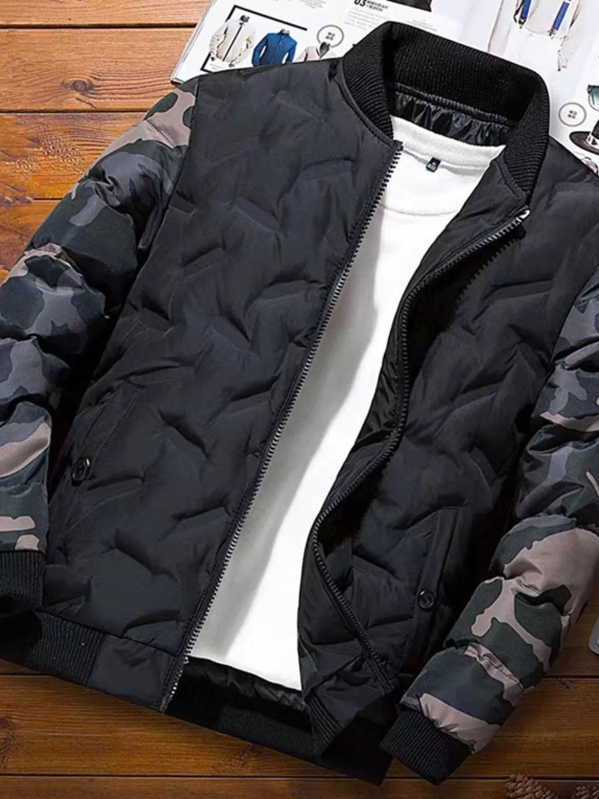 Men's Full Size Camouflage Padded Bomber Jacket Plus Size | STAHlin RADIANCE