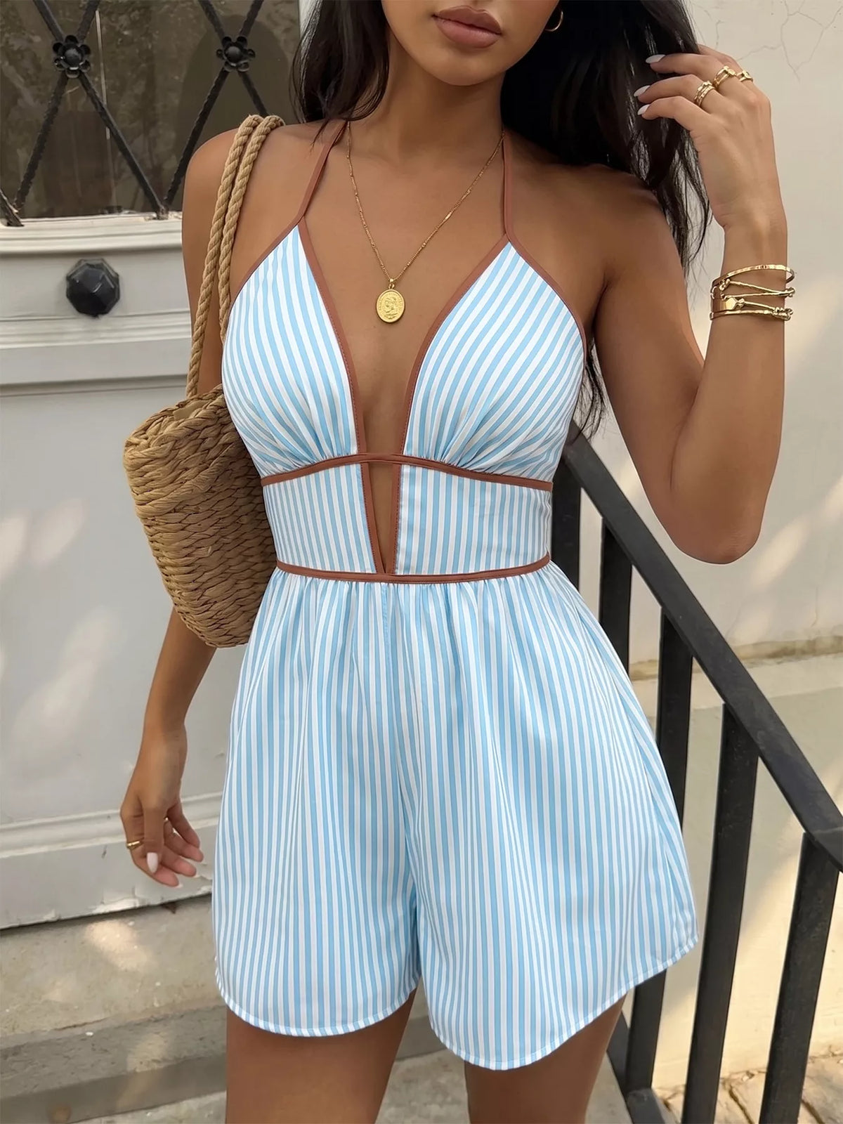 Striped Halter Neck Romper | STAHlin RADIANCE