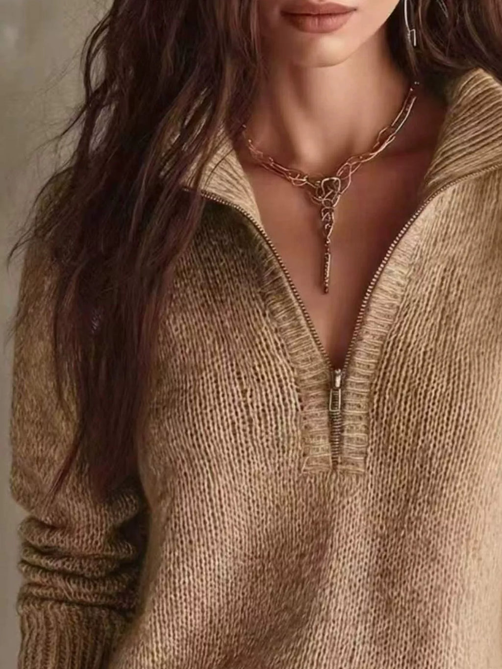 Half Zip Dropped Shoulder Sweater | STAHlin RADIANCE