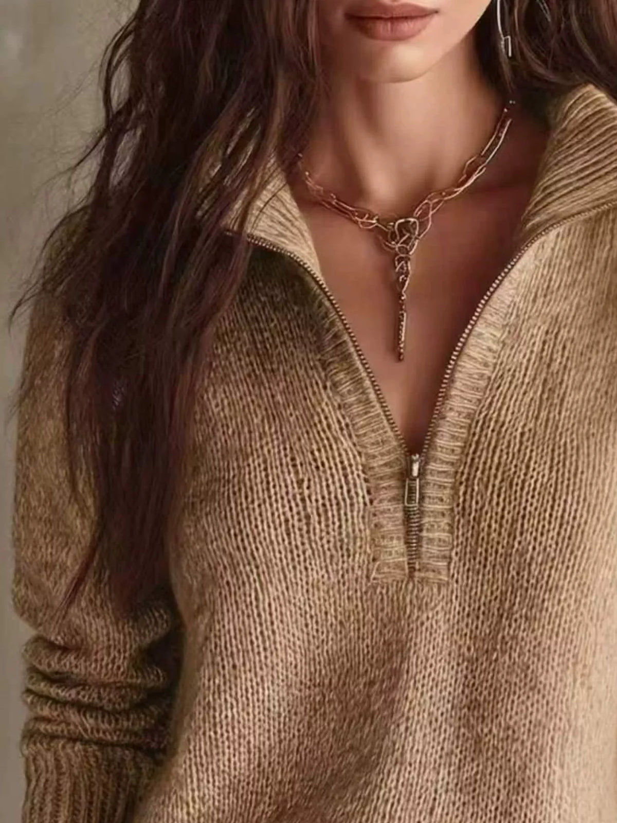 Half Zip Dropped Shoulder Sweater | STAHlin RADIANCE