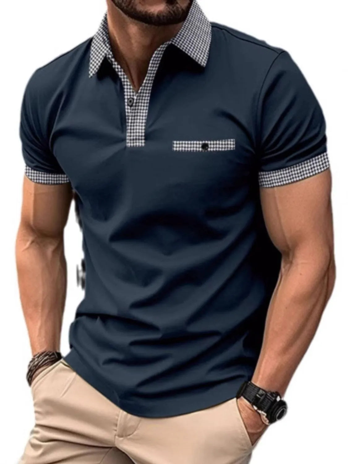 Men's Full Size Collared Neck Short Sleeve Polo Plus Size | STAHlin RADIANCE