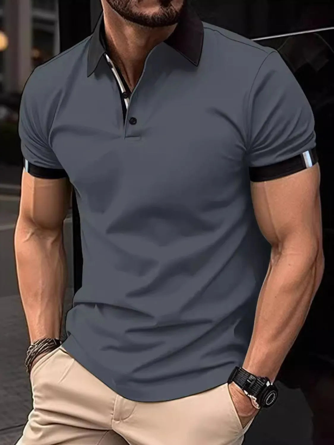Men's Full Size Collared Neck Short Sleeve Polo Plus Size | STAHlin RADIANCE