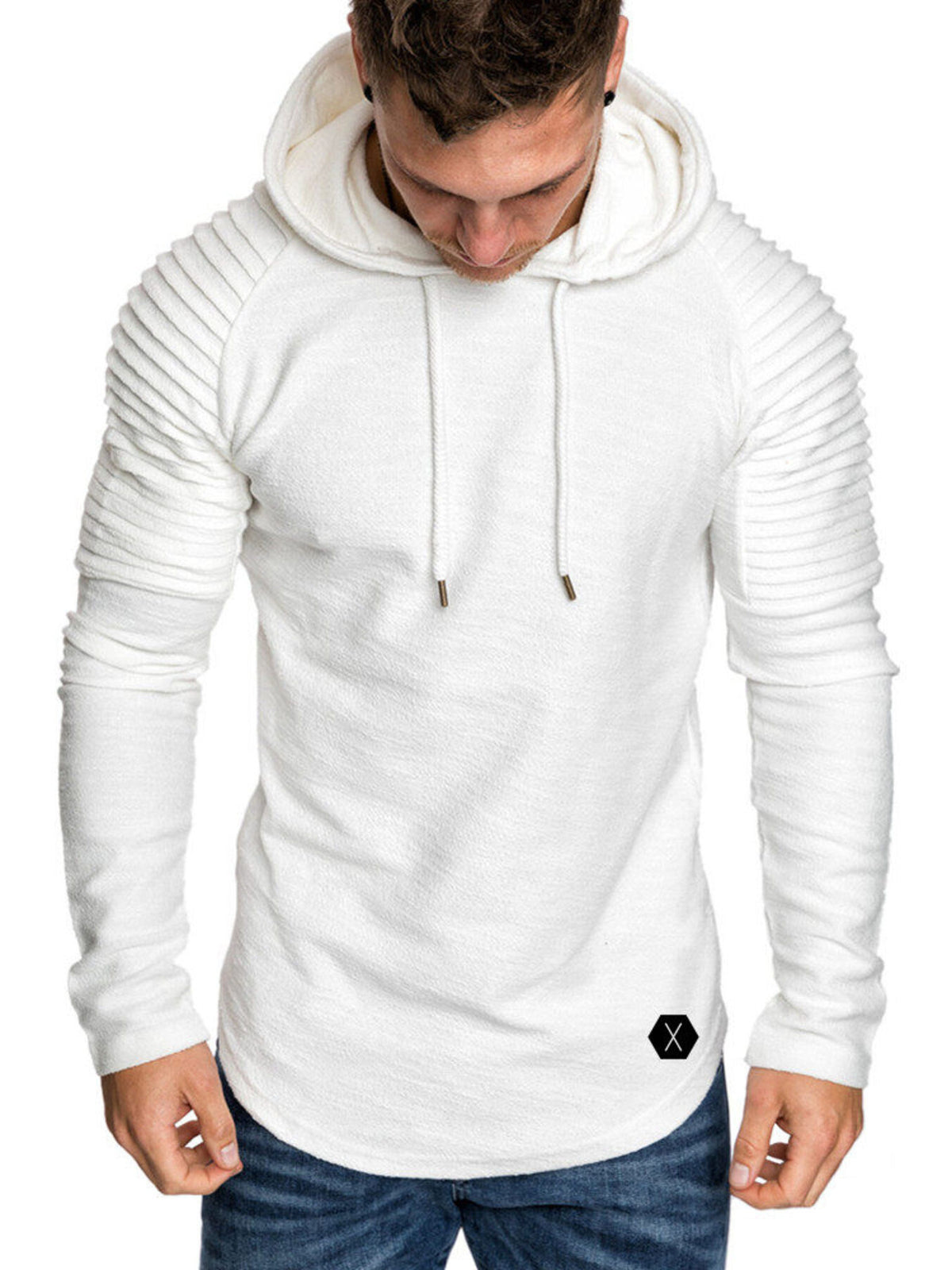 Men's Plus Size Slim Fit Ribbed Hoodie with Drawstring | STAHlin RADIANCE