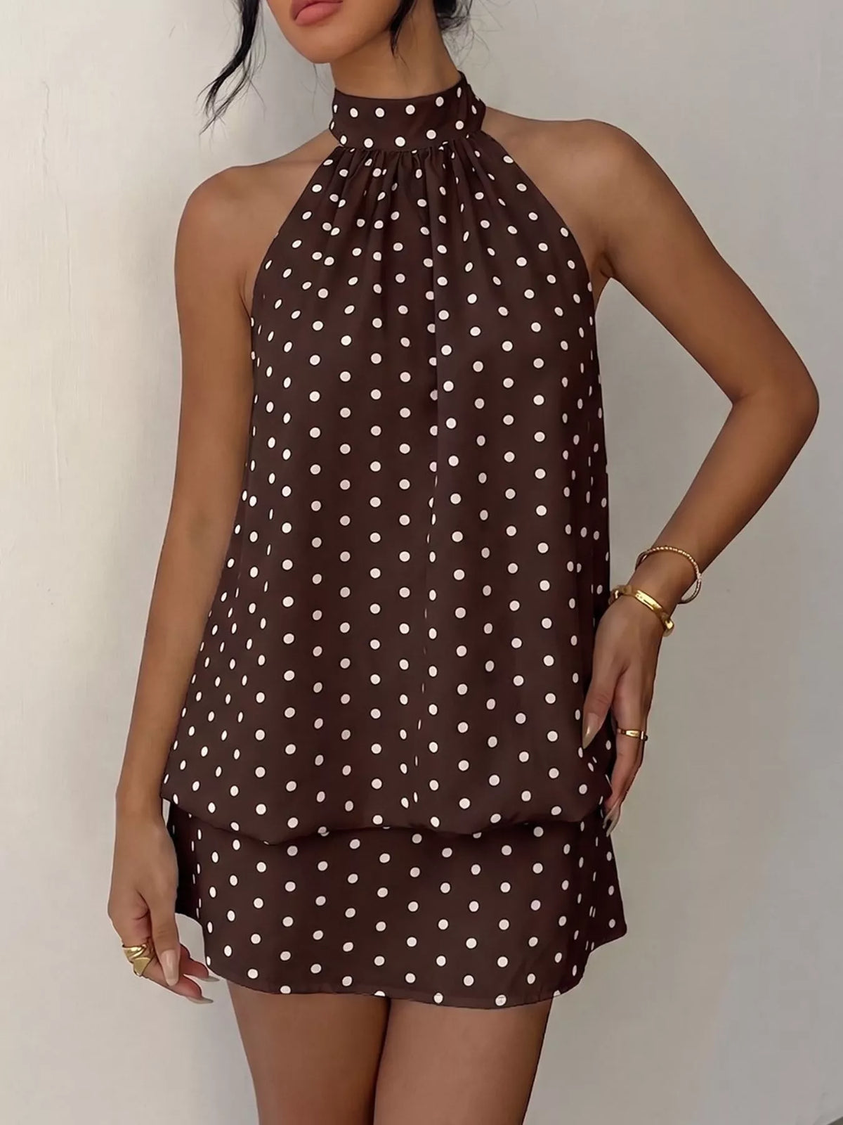Polka Dot Halter Neck Mini Dress | STAHlin RADIANCE