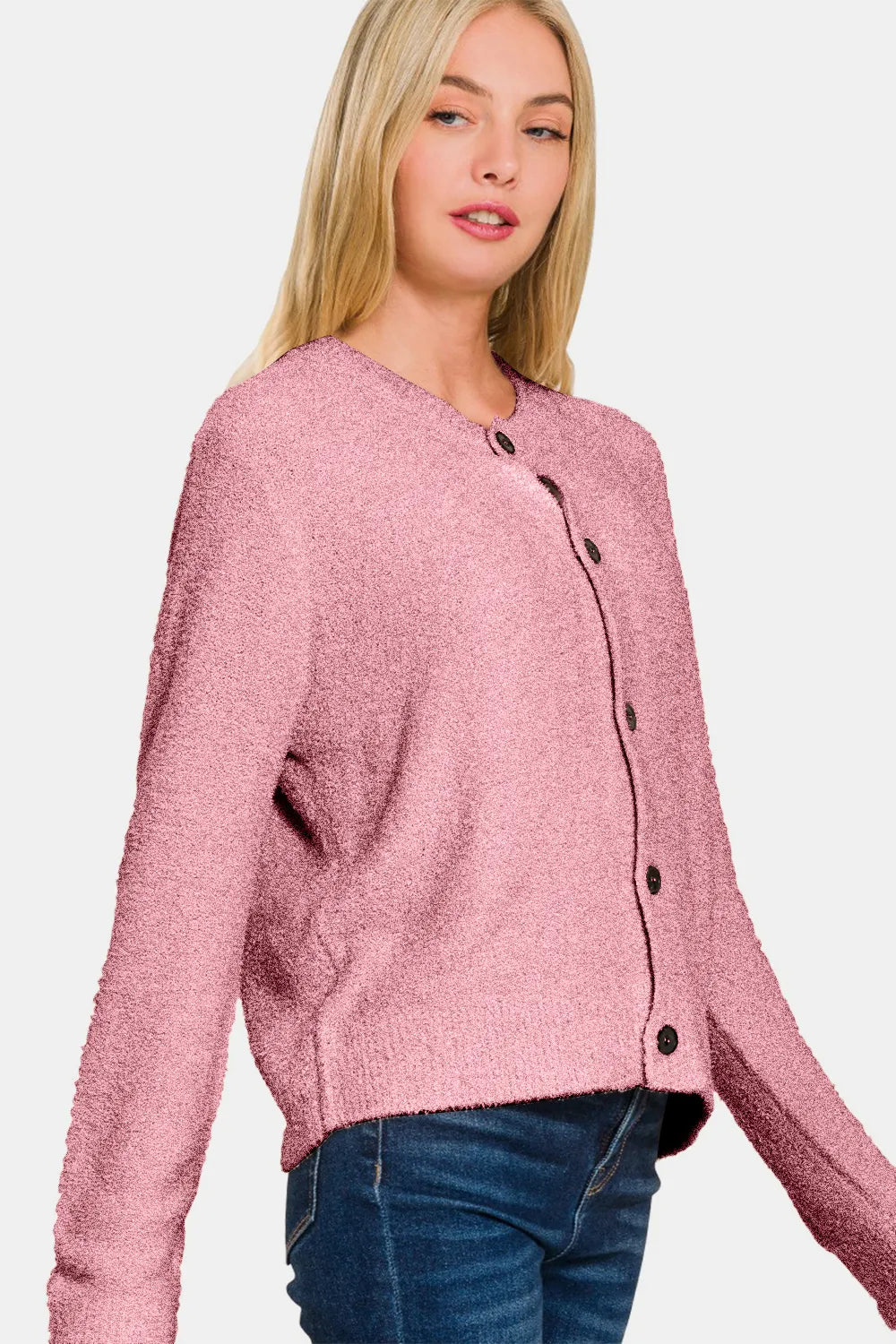 Zenana Button Down Long Sleeve Sweater Cardigan | STAHlin RADIANCE
